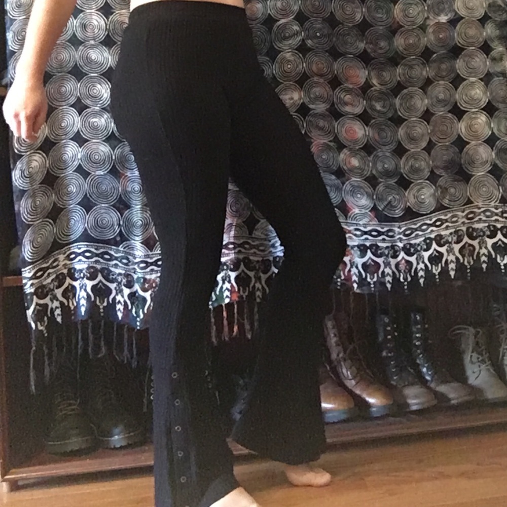 Flare black knit pants